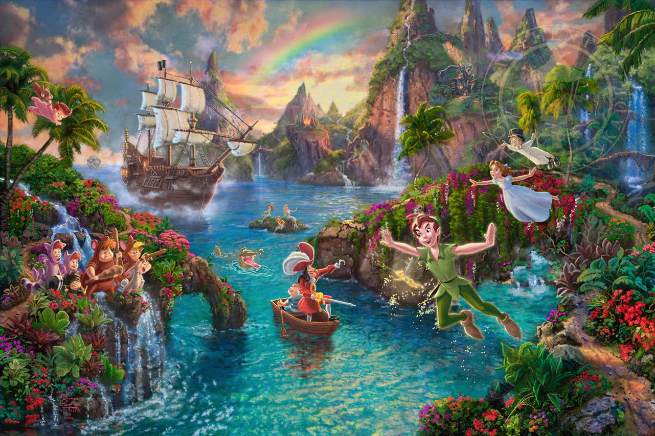 Disney Peter Pan Never Land Thomas Kinkade Oil Paintings